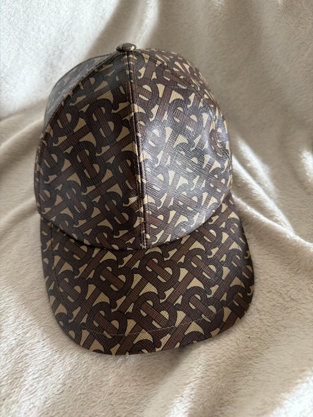 Burberry TB Monogram Baseball Cap Brown Snapback Size M